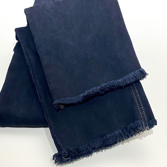 Old Navy Jeans Women 2 Faded Black Ultra High Rise Ankle Raw Fray Hem Button-Fly - Picture 6 of 9